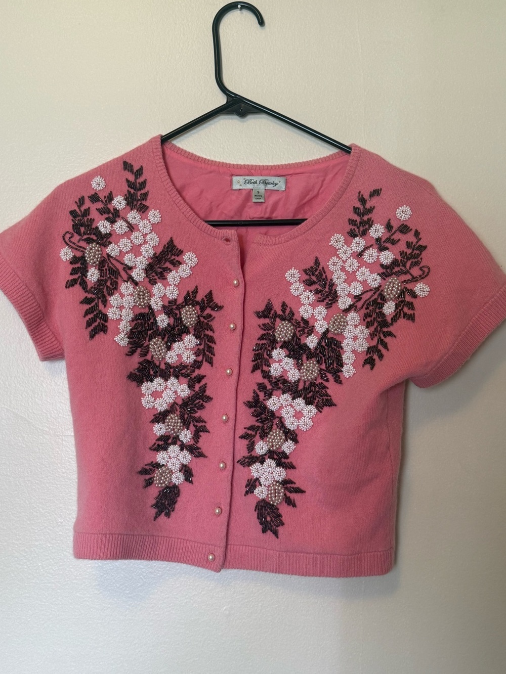 Beth Bowley Pink Embellished Women's Sweater silk lining and cashmere.